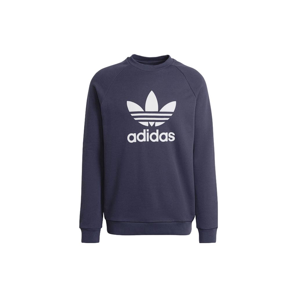 Adidas Originals Trefoil Large Logo Crew Neck Sweatshirt Men Tops Navy HE9490