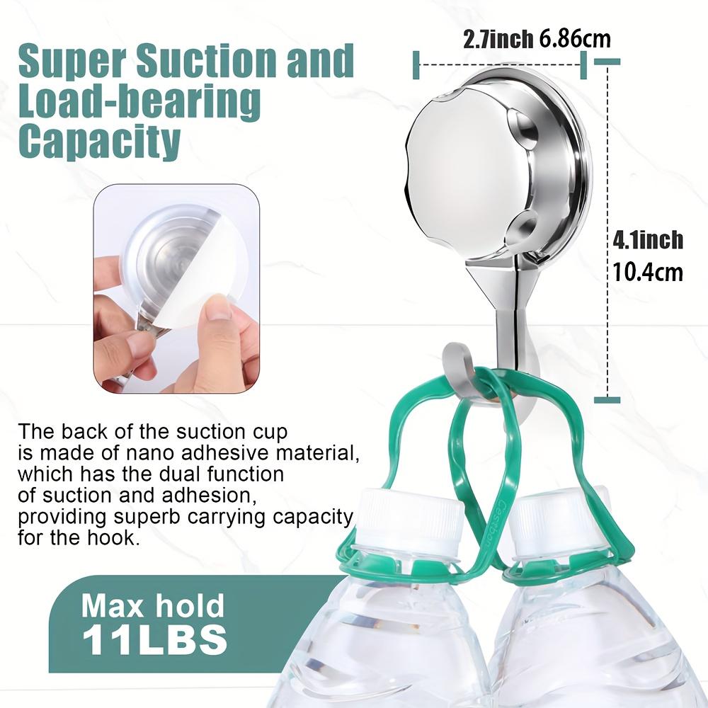Klebehaken mit Saugnapf, Hochbelastbare Handtuchhaken zur Wandaufhängung an Duschtüren, Silberfarbene, verchromte Kunststoff-Wandhaken für Badezimmer, Küche