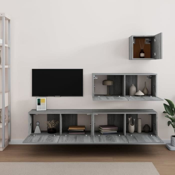 VidaXL Ensemble de meubles TV 4 pcs Sonoma gris Bois d'ingénierie 3114652