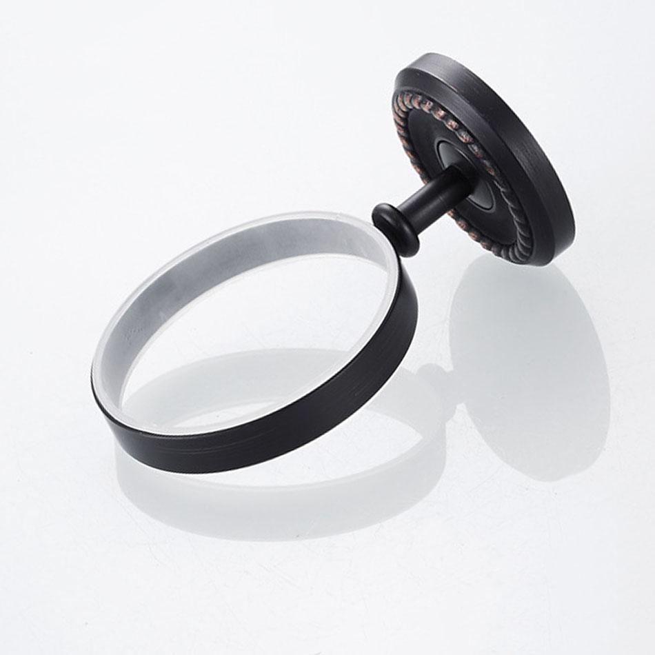 Brushed Black Toilet Brush Holder Brass Wall Mounted Bathroom Hardware Lavatory Round Ceramic Cup WC Brush Rack Shelf Set