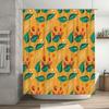 Vibrant Floral Shower Curtain Decorative Bath Mat Yellow and Green Leaves Pattern Modern Bathroom Accessories Set for Home Decor