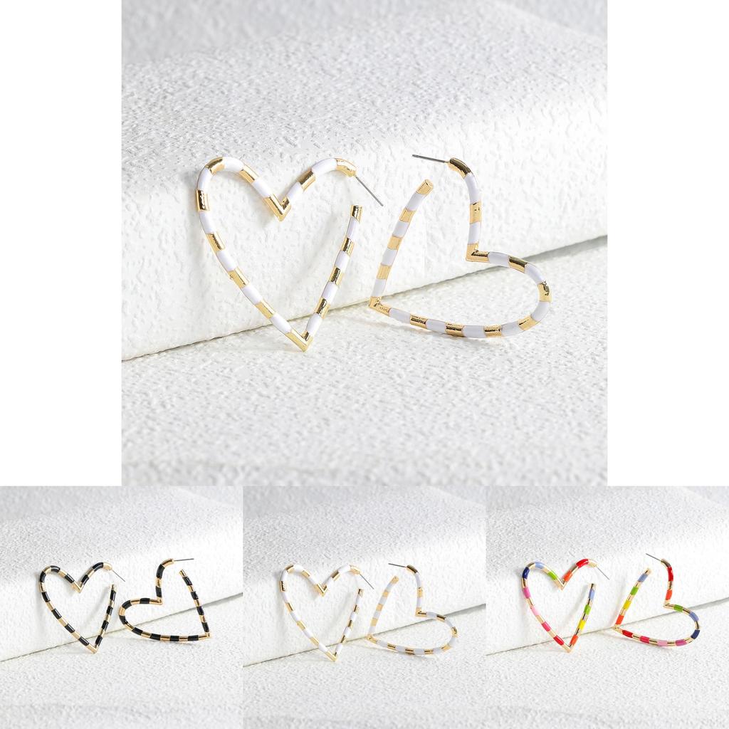 Fashionable Minimalist Heart Shaped Earrings For Women Plated Alloy Jewelry