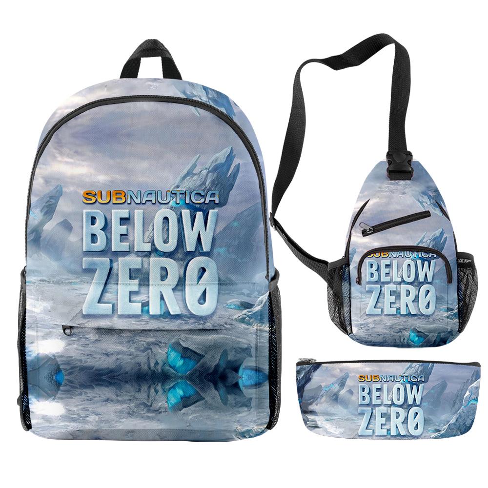 Beliebte Neuheit Cool Subnautica Below Zero 3D-Druck 3 Stück/Set Schülerrucksäcke Reise-Laptop-Rucksack Brusttasche Federmäppchen