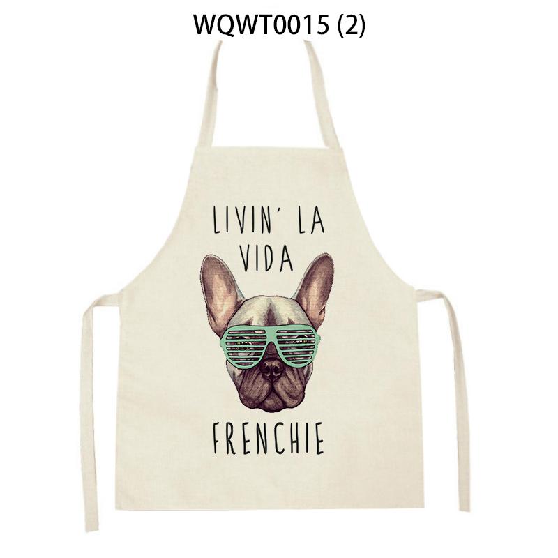 Adult Kids Kitchen Apron Funny Cartoon Dog Printed Sleeveless Linen Baking Aprons for Men Women Home Cleaning Tools Delantal