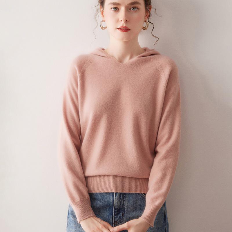 Lekasha Women's 100% Cashmere Knitted Hooded Pullover - Autumn/Winter Collection