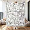 1pc Colorable Forest Animals Flannel Small Blanket, Black And White Doodle, Quirky Floral Design, Soft And Comfortable Air Condi