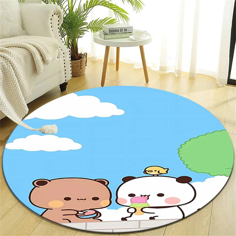 1pc Yier BuBu Bear1 Design Printed Area Round Carpet for Bedroom Living Room Home Decor Rugs Mat Non Slip Mat Rug for Bedside