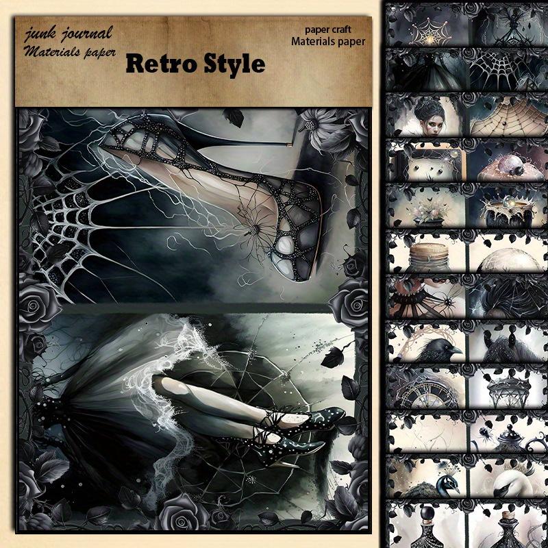 12 Arkuszy Gotycki Czarny Las Blok Papieru do Scrapbookingu, Vintage Papiernicze do Journalingu DIY, Ciężki Karton Narzędzia do Dekoracji