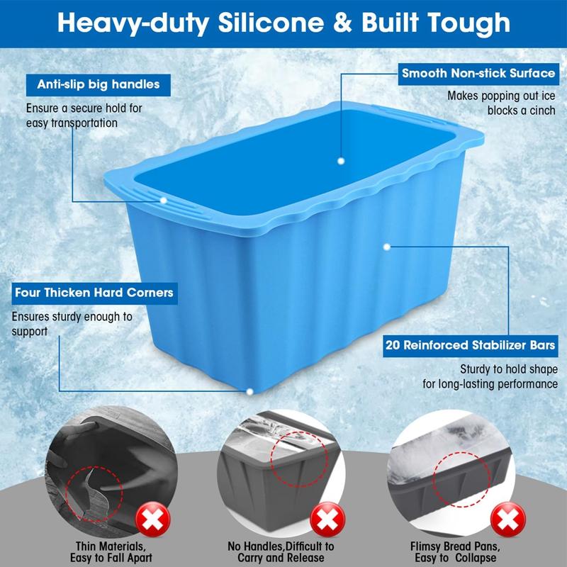 1PCS Extra Large Silicone Ice Mold Crate Efficient Freezing Ice Bath Large Ice Cube Mold Ice Bucket Ice Block Mold