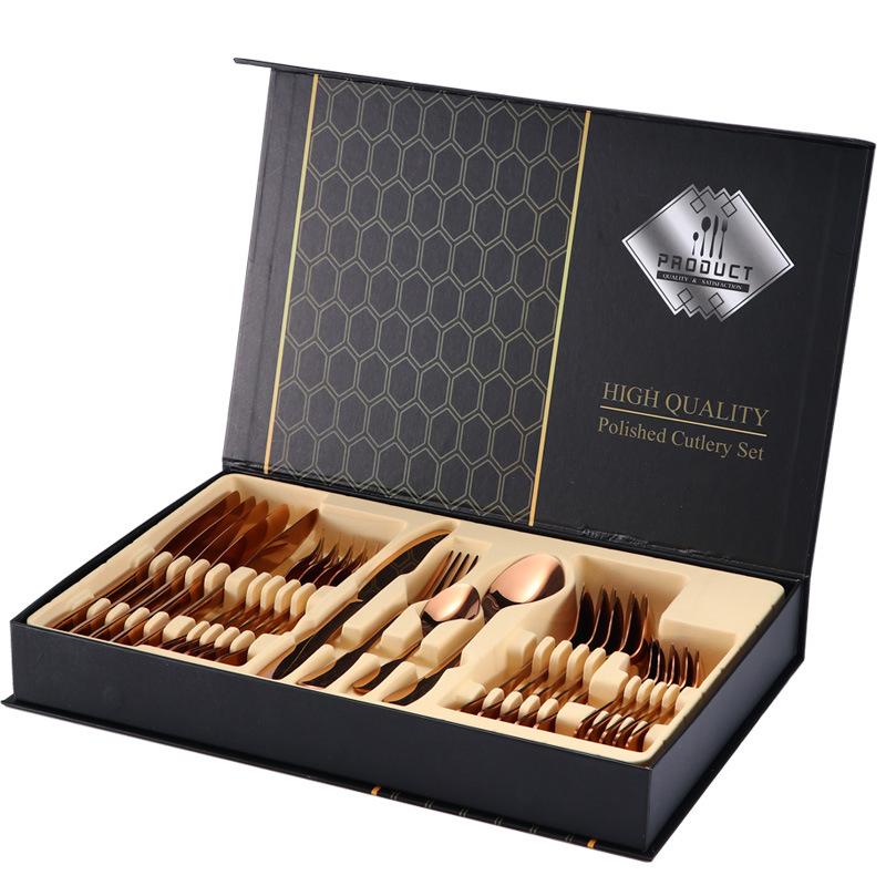24pcs  Silverware Set with Steak Knives Forks Spoons,Stainless Steel Tableware Cutlery Service for 6,Dishwasher Safe
