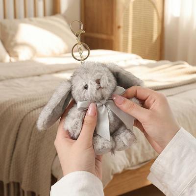 Cute Cartoon Plush Rabbit Keychain Pompom Animal Bag Charm Kawaii Easter Bunny Key Ring  Gift