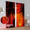 2pcs,2D plane printing Pattern Curtains Tropical Twilight 100% Polyester (without rod) Holiday Use for Bedroom, Living Room,
