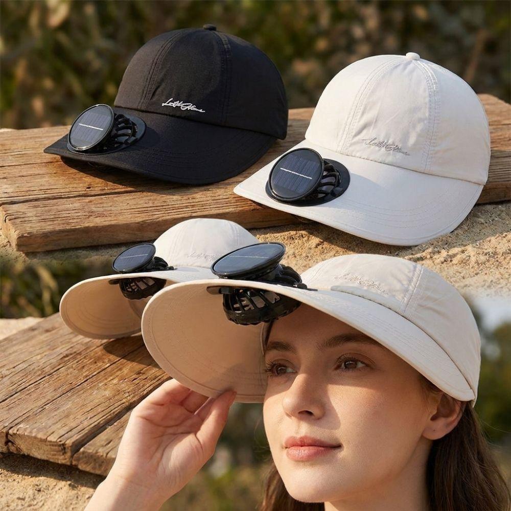 Solid Color Rechargeable Cooling Baseball Cap Sunshade Hat for 3.7V600mAh Seaside Vacation