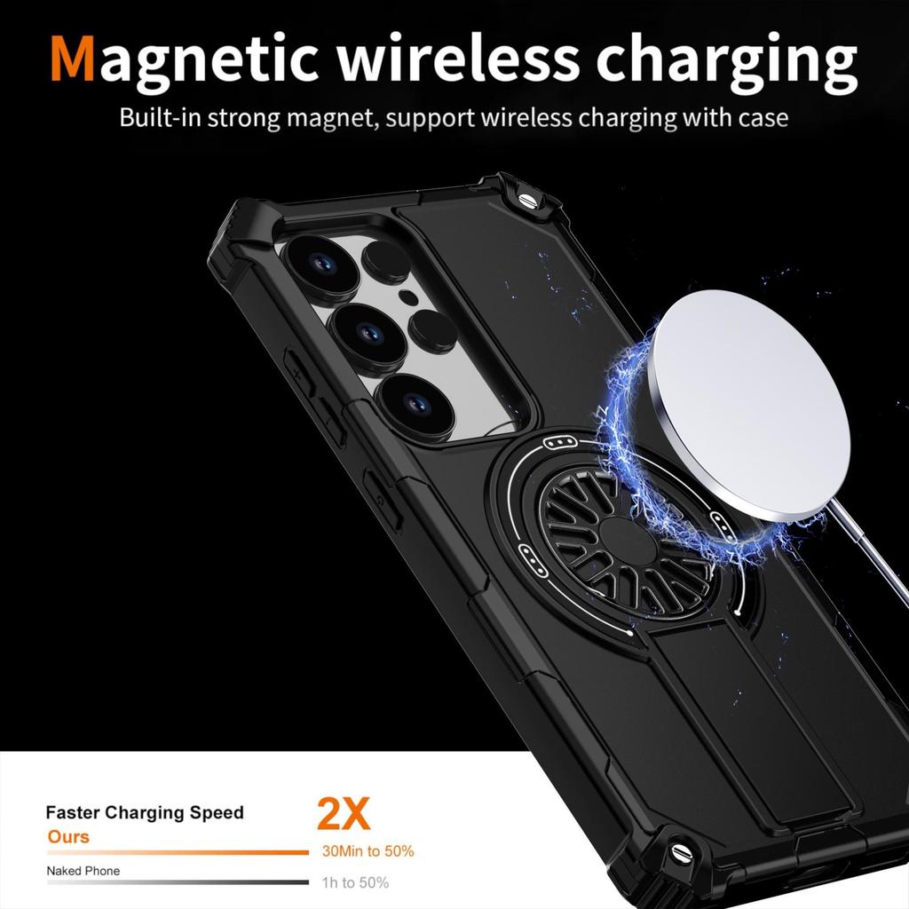Magnetic Protective Phone Case for Samsung S25 Ultra - Drop-Proof PC Cover with Stand