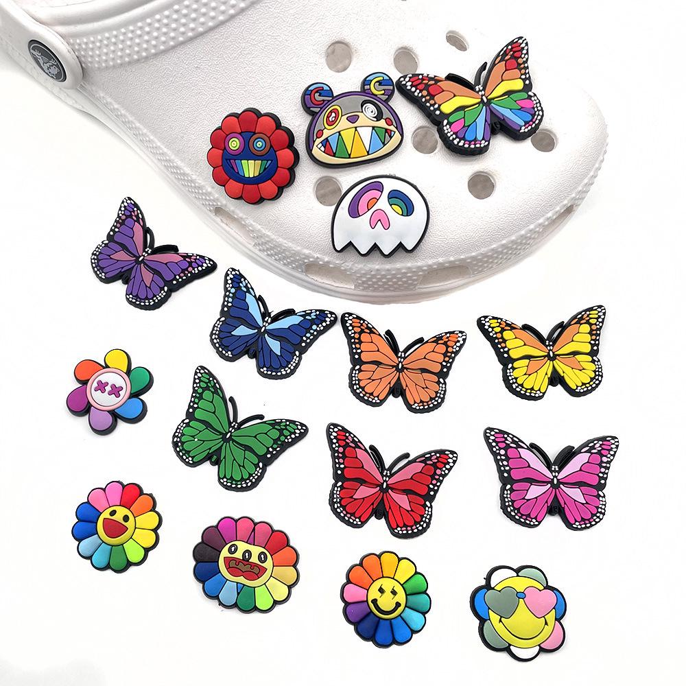 Butterfly Sunflower Series: Clog Shoe Charms & PVC Buckle Accessories