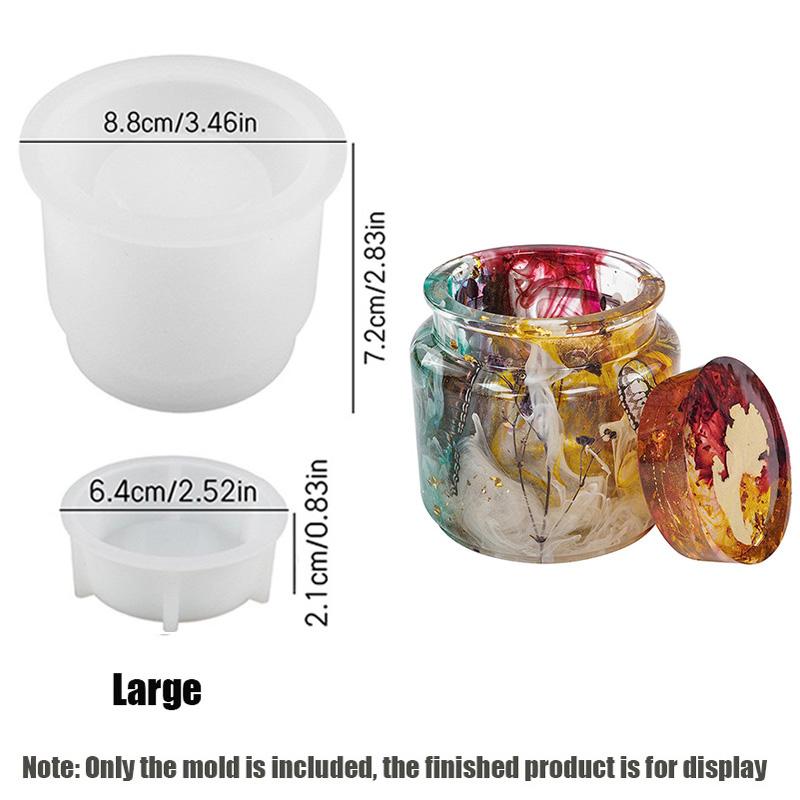 DIY Crystal Epoxy Resin Storage Jar Mold, Storage Bottle Silicone Mold With Lid For Decoration, Jewelry Storage, Candle Jar