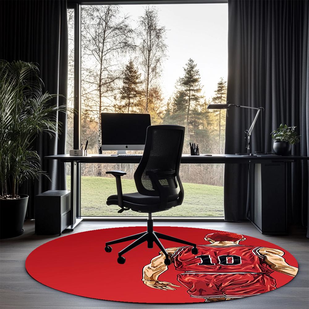 Slam Dunk Printed Round Rug Carpet Chair Rug Area Rug Entryway Doormats,for Office Chair Living Room Bedroom Kitchen Room.