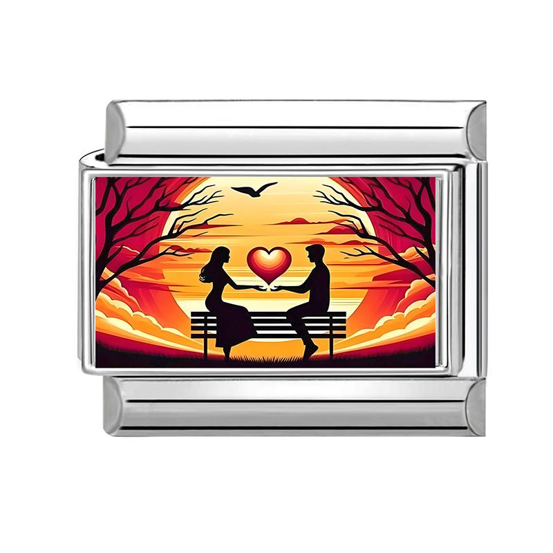 New Romantic Valentine's Love Series Pink Heart Italian Charm Links Fit 9mm Stainless Steel Bracelet DIY Making Jewelry Gift