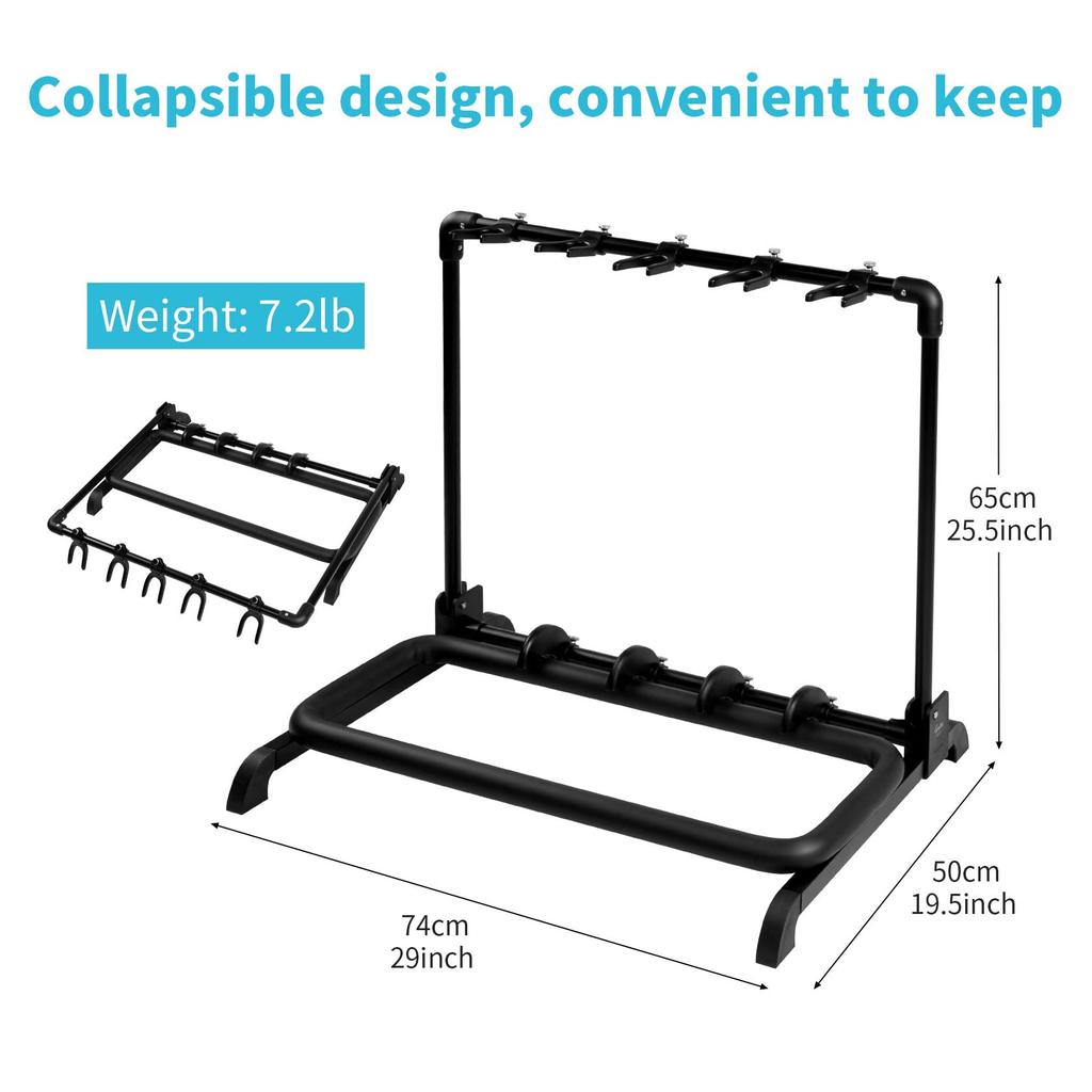 GUITTO Guitar Stand 5 Foldable Universal Display Portable Guitar Holder for and Acoustic Plastic (Holds Guitars), Rack, Band, Stage, Bass, Guitars,
