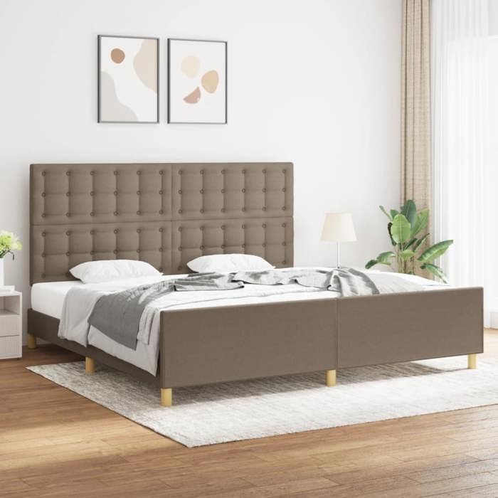 VidaXL Cadre de lit avec tête de lit Taupe 200x200 cm Tissu3125409