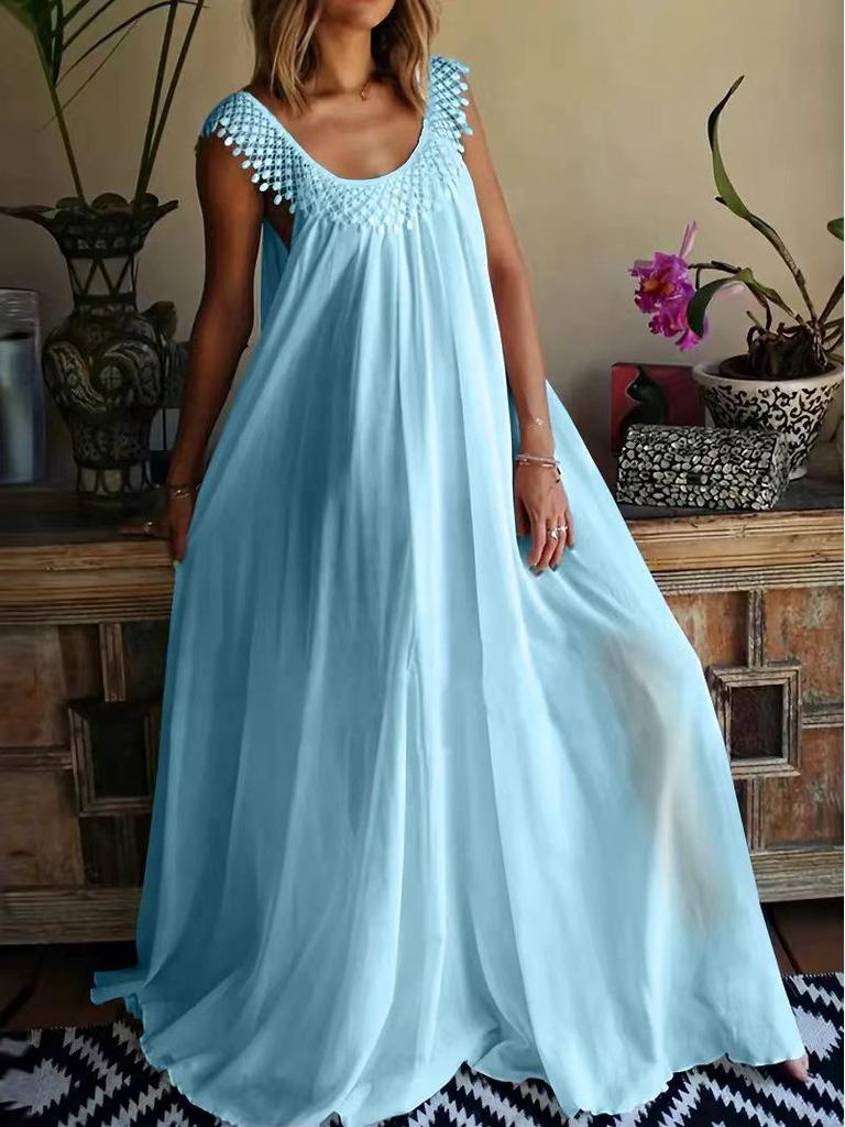 2025 Summer High-End Solid Color Long Dress for Europe and America