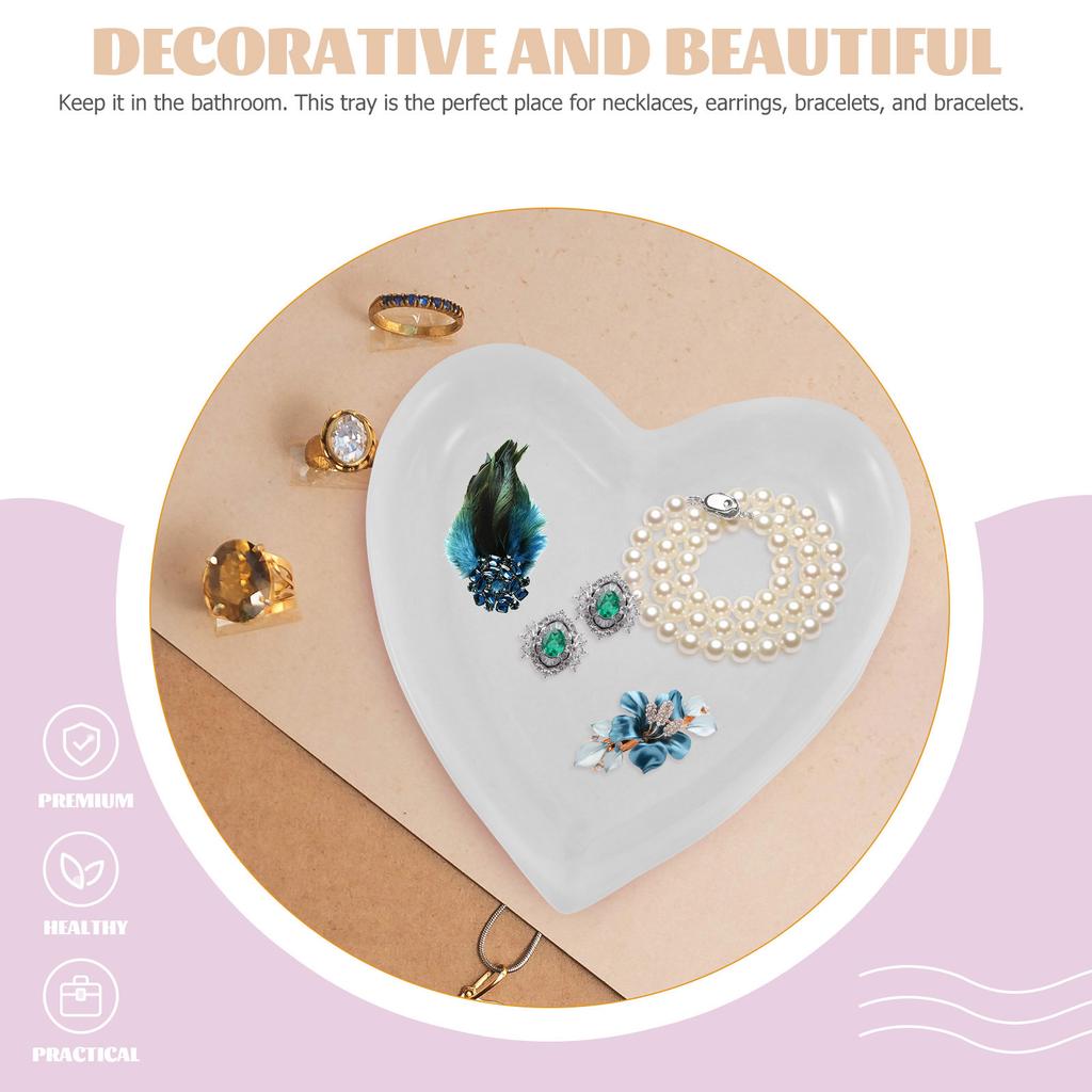 Ceramic Heart Jewelry Display Tray Ring Holder Earring Dish Necklace Bracelet Storage Plate Decorative Trinket Organizer Home