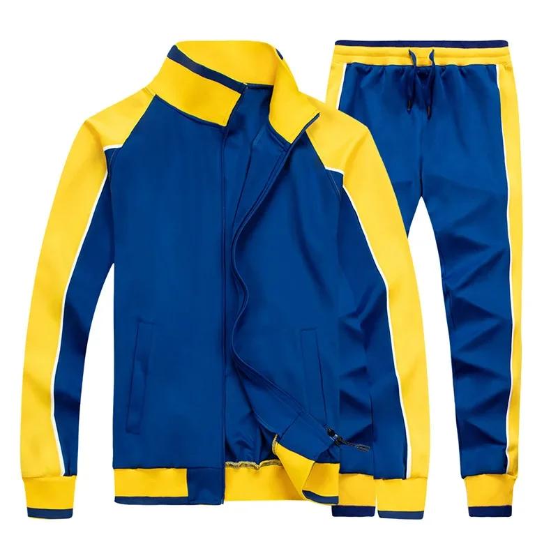 Korean Oversized Sport Suit Men Sets Long Sleeved Sweatpants Gym Clothing Two-piece Running Set Sport Tracksuit