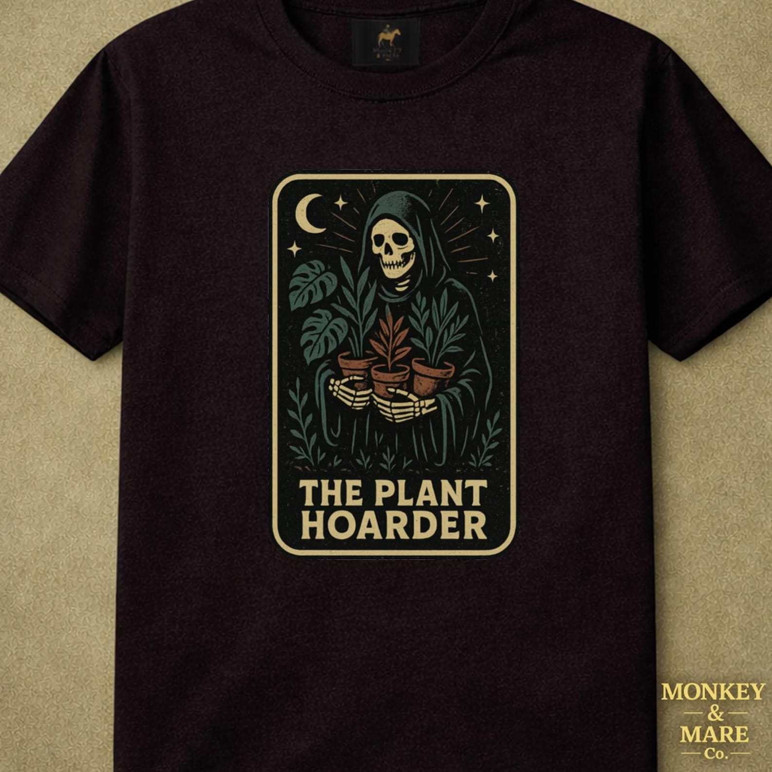 Plant Hoarder Shirt, Skeleton Plant Parent Tee, Gothic Tarot Card Houseplant Lover Gift, Witchy Botanical Shirt 4XL