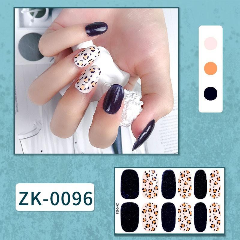 12-finger White No-Bake Nail Decal Fully Coated with Waterproof Long-lasting Nail Patch Simple Wind Nail Polish Adhesive