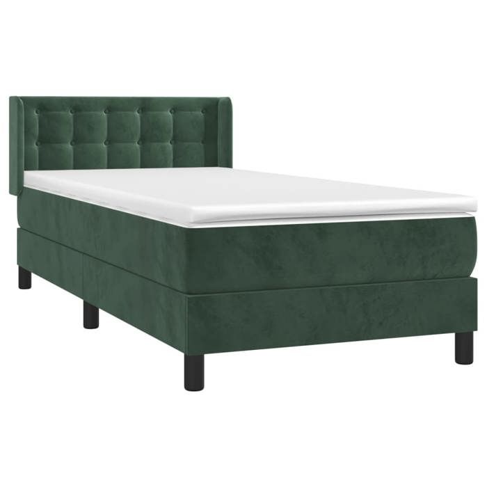 3131168 vidaXL Divan Bed and Mattress Dark Green 80x200 Cm Velvet