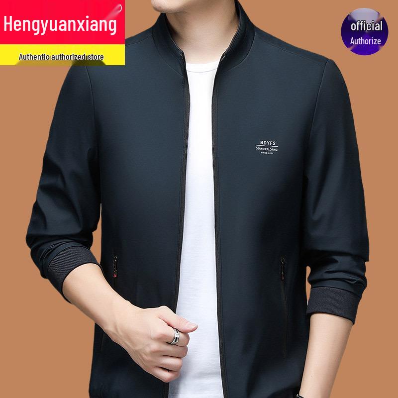 Hengyuanxiang Men s Mid-Aged Stand Collar Fleece Jacket - Autumn/Winter Warmth 175 (for 120-140 jin)
