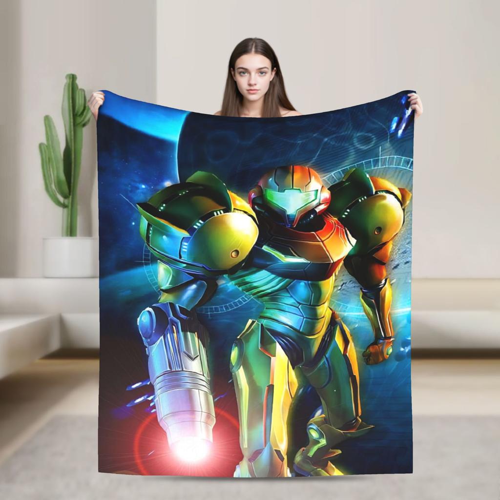 Metroids Hero Game Blankets Flannel Vintage Breathable Throw Blanket for Bed Sofa Winter