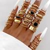 Boho Gold Color Snake Rings Set For Women Vintage Geometric Cross Heart Butterfly Rings Female Finger Rings Trendy Jewelry Gifts