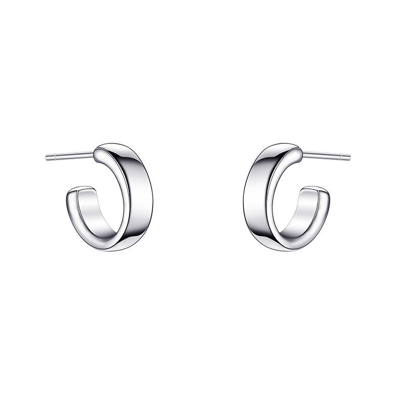 Cercei tip C, cu laturi late, pentru femei, simpli, cu vânt rece, inel mare, cercei lucioase, bijuterii temperamentale