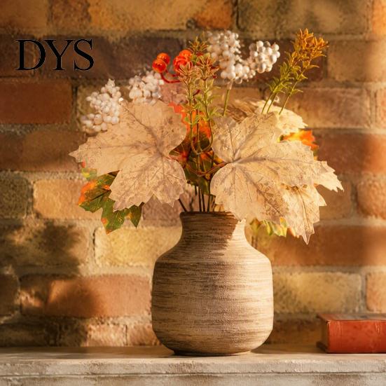 Holiday Gift for Thanksgiving Artificial Sunflower Maple Leaf Bouquet, Fall Flowers, Realistic Silk Faux Leaves Vase Flower Table Mantel Entryway