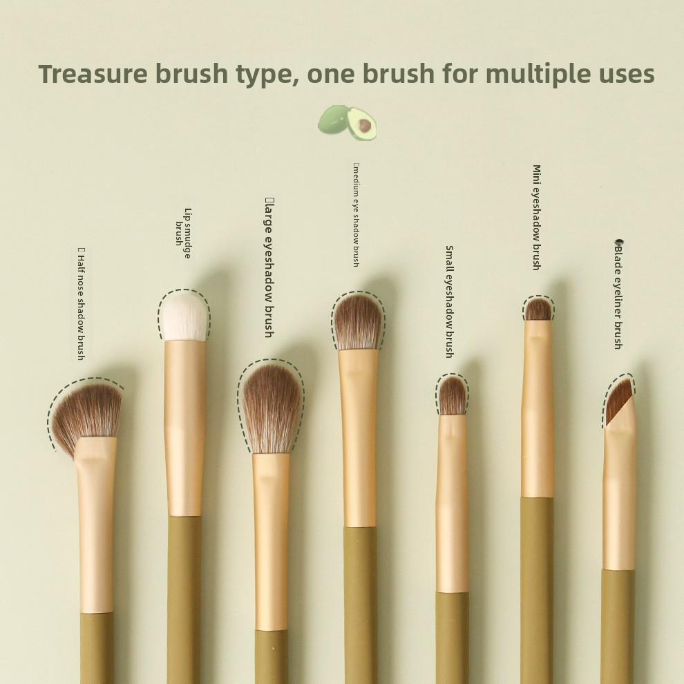 7-Piece Avocado Makeup Brush Set Eye Makeup Brush Set Eyeshadow Blending Nose Shadow Brush Concealer Brush Detail Brush