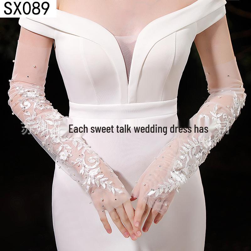 Elegant Pearl Bow Wedding Gloves - French Aesthetic for Bridal Portrait Styling