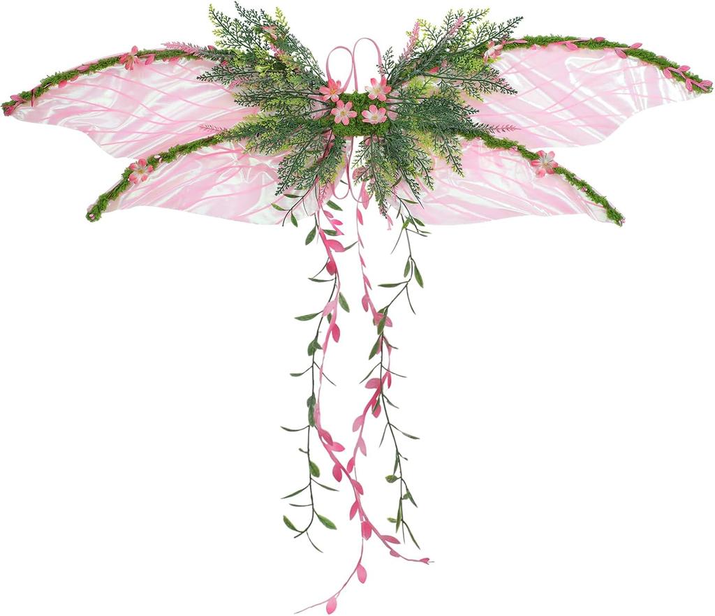 Purple Fairy Wings Adult - Butterfly Wings Forest Elf Wings with Purple Flowers, Leaves, and Vines Photo Shooting Role Playing