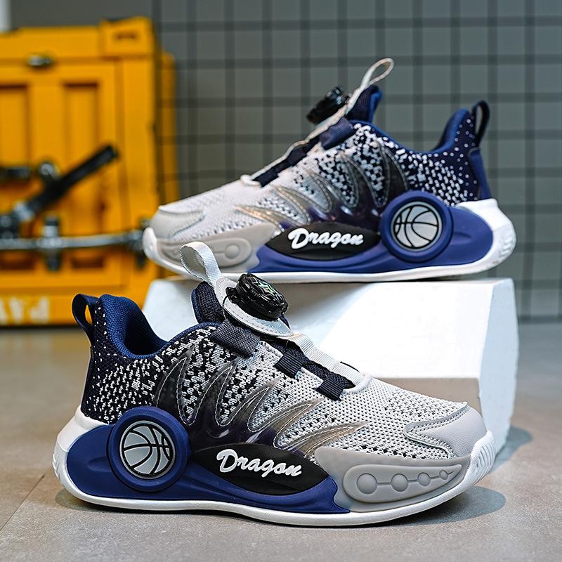 Running Medium Children's Net Shoes Single Fly Knitting Children's Shoes Summer Foreign Trade Basketball Sports Shoes New Breathable Boys