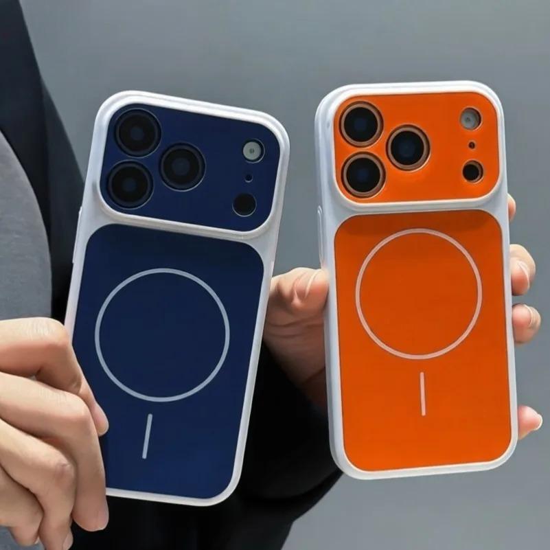 Oryginalny Kolor Kontrastowy Do Etui Magsafe Dla iPhone 17 16 15 14 13 12 Pro Max 17ProMax 11 Ładowanie Magnetyczne Pełne Pokrycie Tylne