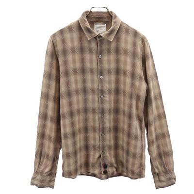 SHAREEF chemise à carreaux manches longues 2 Beige fabriqué au Japon Homme Occasion
