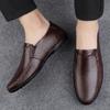 All-match Non-slip Walking Shoes High-end Handmade Genuine Leather Men Shoes Italian Luxury Brand Loafers Men Light Casual Shoes