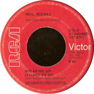 7inch Record NEIL SEDAKA - Breaking Up Is Hard To Do / Next Do 4470701 RCA Victor US Rock Used