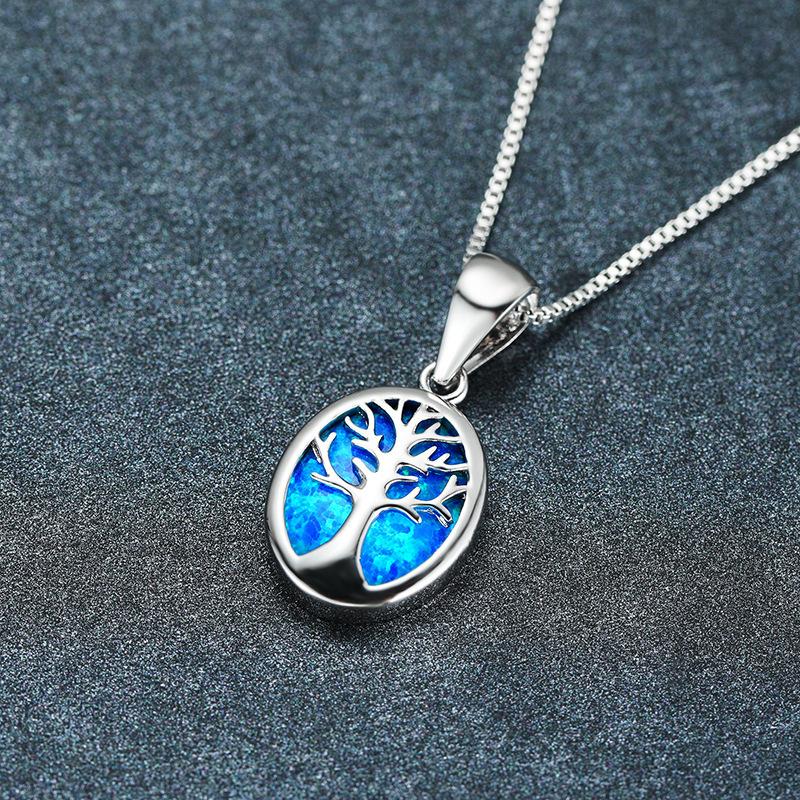 Blue Hope Tree Necklace Hollow Tree of Life Pendant New Jewelry