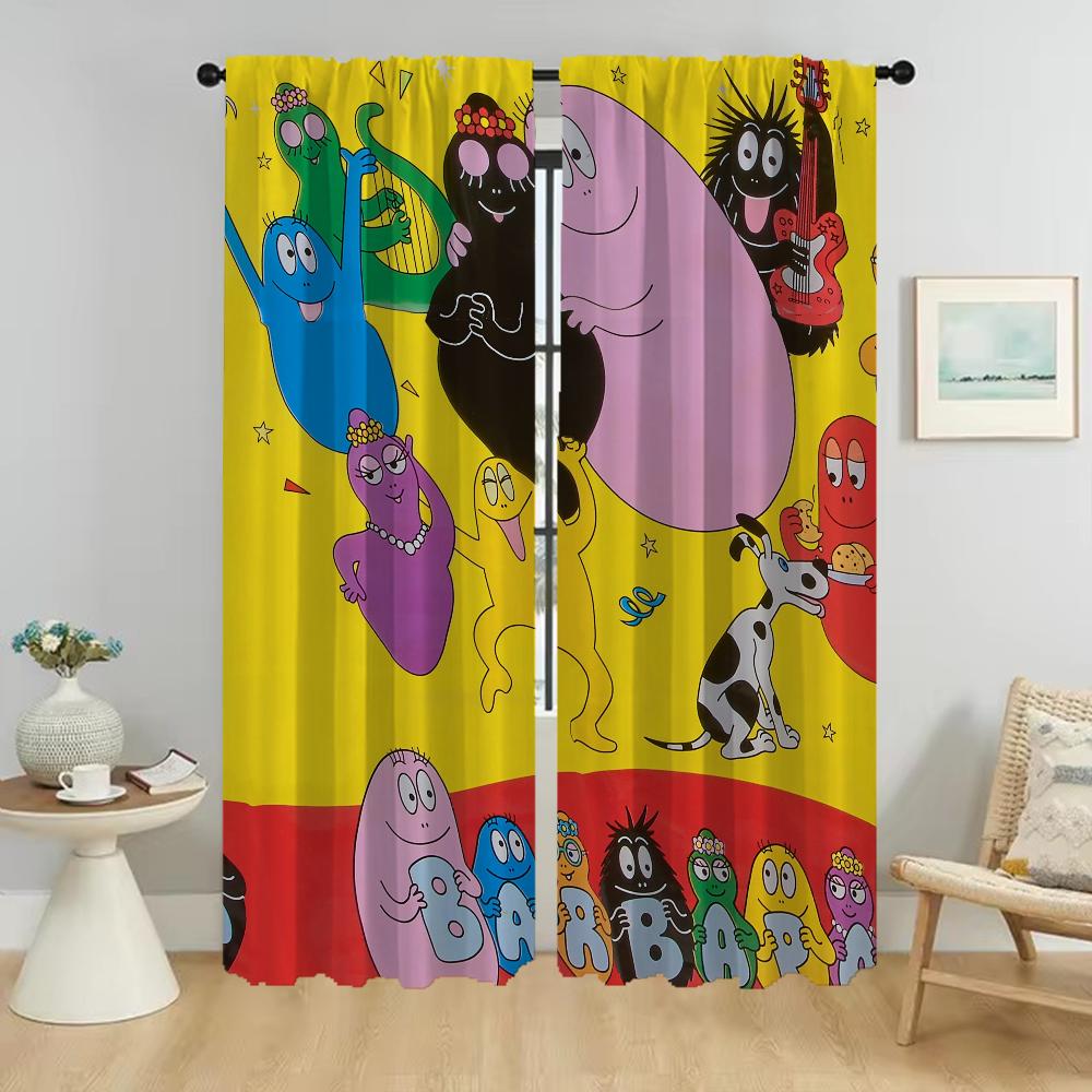 Home Interior Curtains for Camera Les Barbapapas Blackout Curtain for Room 2 Panel Partition Shades Halloween Decoration Living
