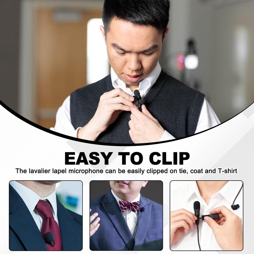 uxcell Lavalier Microphone, Audio Technical Type Plug, Condenser Color Microphone, 1m Wired Cable, Unidirectional, Compact Label Microphone, Ideal
