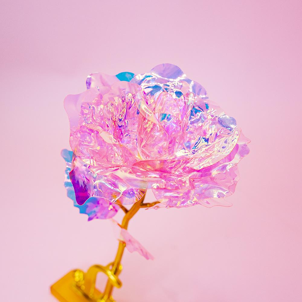 Hot Beauty Foil Iridescent Rose Artificial Flower Birthday Valentine'S Day Anniversary Christmas Gifts For Wife And Girl Friend