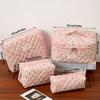 Floral Quilt Design Cosmetic Bags for Women Stylish Travel Organizer Pouches with Zipper Closure Perfect for Makeup Essentials