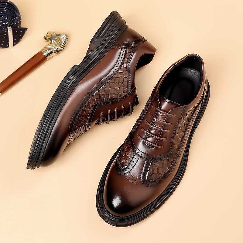 Classic Brand Men's Brogue Shoes Luxury New Banquet Dress Shoes Men's Leather Business Casual Shoes Thick Sole Anti Slip