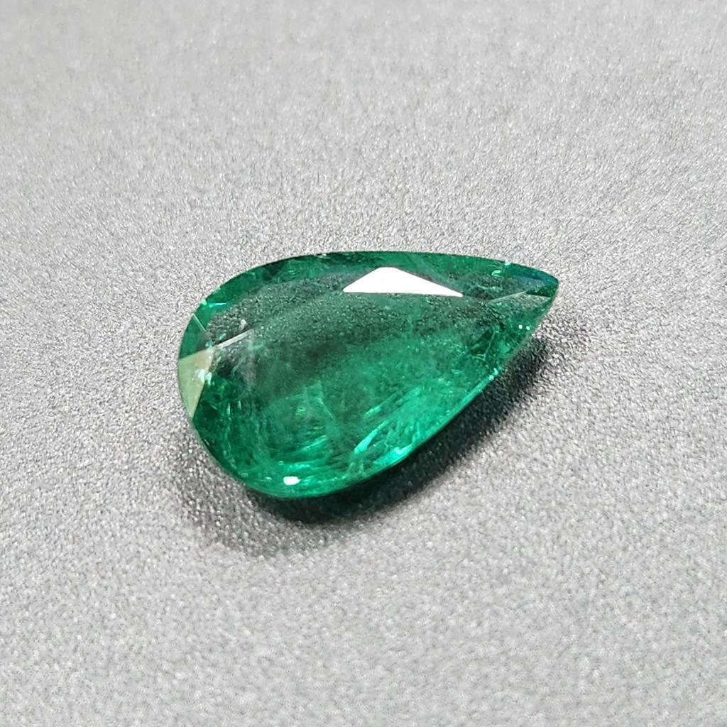 Certified Natural Zambian Green Emerald 4.00 Ct Pear Cut Loose Gemstone